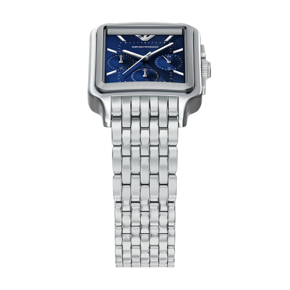 Emporio Armani AR11750I Diego Men's Blue Dial Rectangular Chronograph Stainless Steel Watch