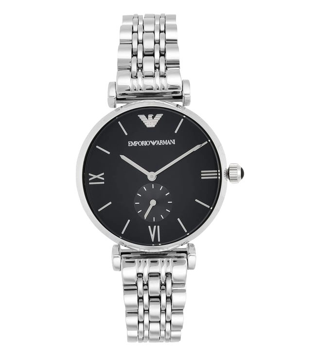 Emporio Armani AR1676 Gianni Men's Black Dial Silver Stainless Steel Analog Watch