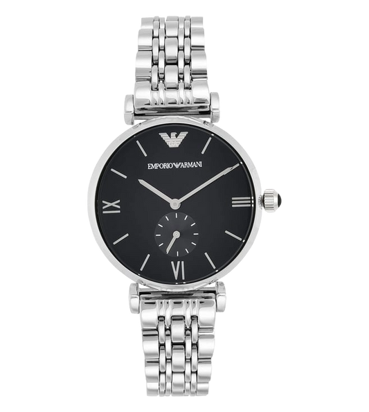 Emporio Armani AR1676 Gianni Men's Black Dial Silver Stainless Steel Analog Watch