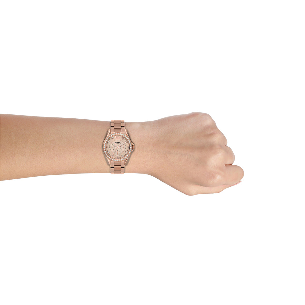 Fossil ES2811I Women's Quartz Multifunction Watch Rose Gold Dial Rose Gold Stainless Steel Strap