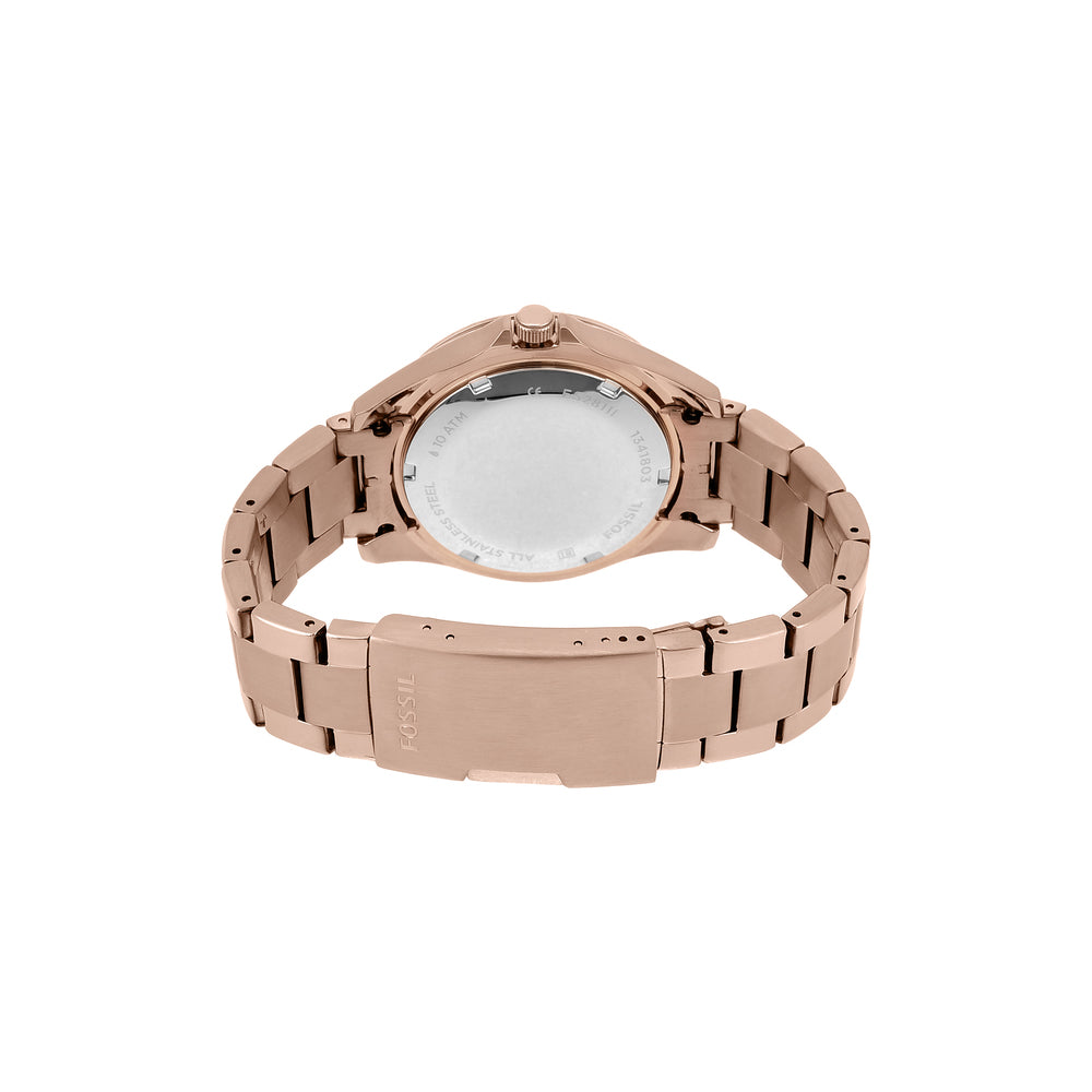 Fossil ES2811I Women's Quartz Multifunction Watch Rose Gold Dial Rose Gold Stainless Steel Strap
