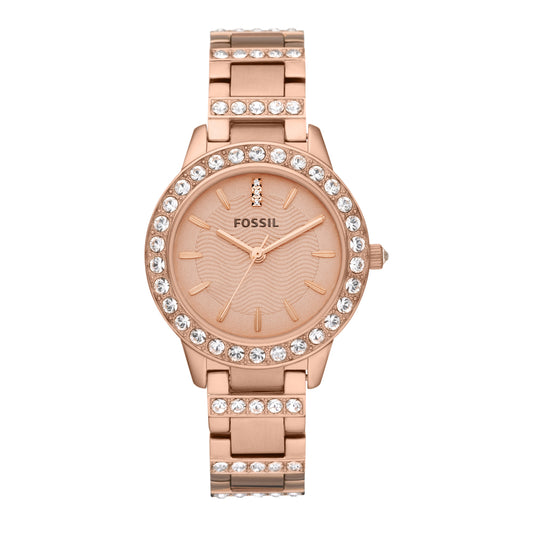 Fossil ES3020I Women's Quartz Analog Watch Rose Gold Dial Rose Gold Stainless Steel Strap
