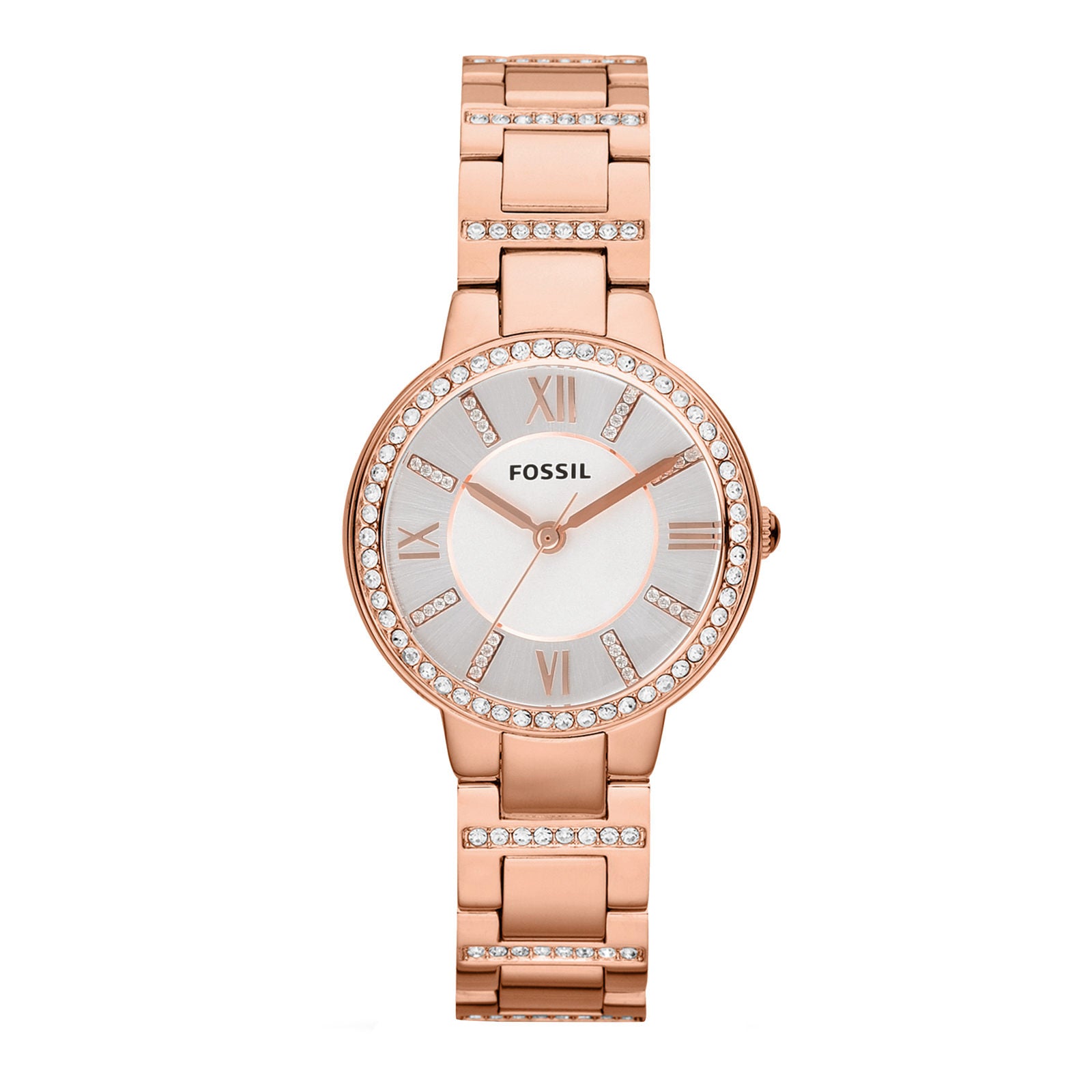 Fossil ES3284I Women's Quartz Analog Watch Silver Dial Rose Gold Stainless Steel Strap