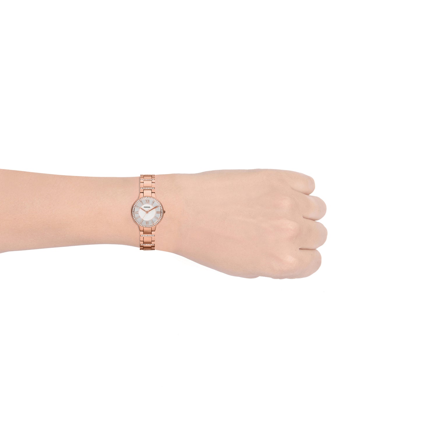 Fossil ES3284I Women's Quartz Analog Watch Silver Dial Rose Gold Stainless Steel Strap
