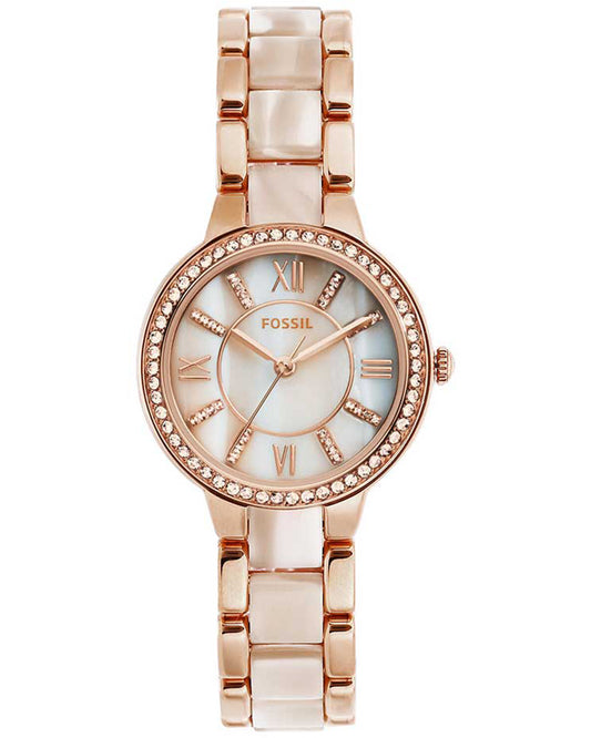 Fossil ES3716I Women's Quartz Analog Watch Mother of Pearl Dial Rose Gold Stainless Steel Strap