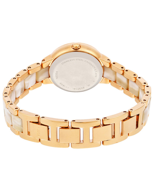Fossil ES3716I Women's Quartz Analog Watch Mother of Pearl Dial Rose Gold Stainless Steel Strap