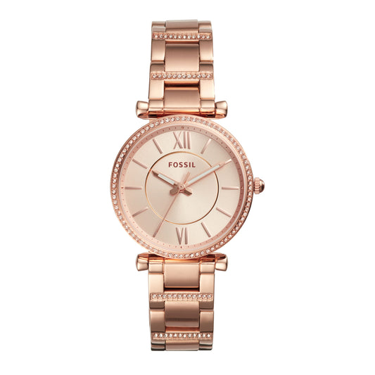 Fossil ES4301I Women's Quartz Analog Watch Rose Gold Dial Rose Gold Stainless Steel Strap