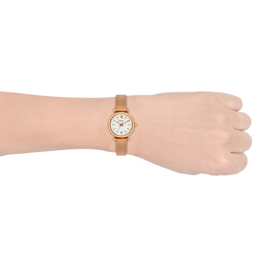Fossil ES4433I Women's Quartz Analog Watch Mother of Pearl Dial Rose Gold Stainless Steel Mesh Strap
