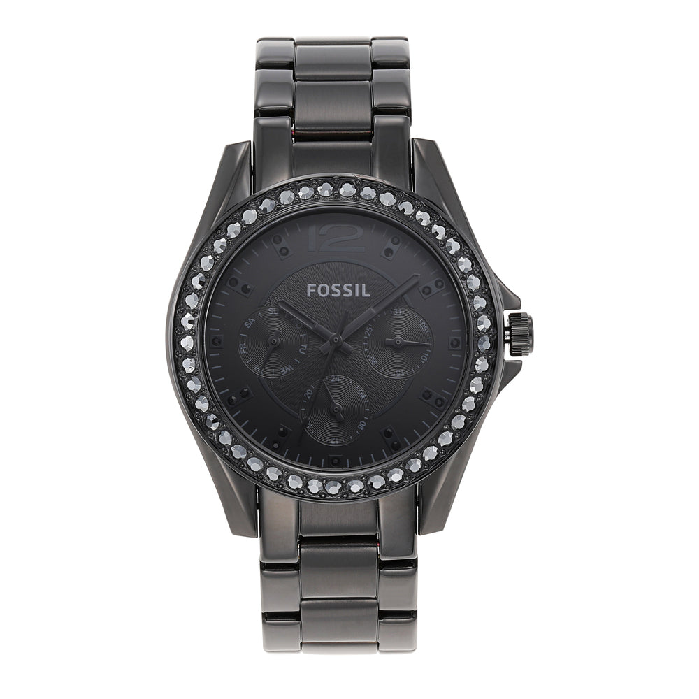 Fossil ES4519I Women's Quartz Multifunction Watch Black Dial Black Stainless Steel Strap