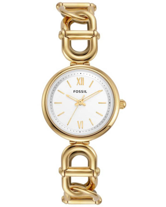 Fossil ES5272I Women's Quartz Analog Watch Silver Dial Gold Stainless Steel Strap