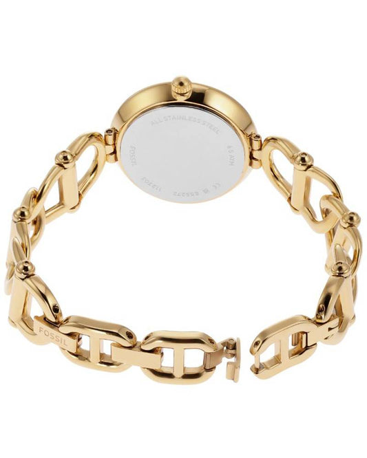 Fossil ES5272I Women's Quartz Analog Watch Silver Dial Gold Stainless Steel Strap