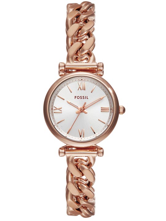 Fossil ES5330 Women's Quartz Analog Watch Silver Dial Rose Gold Stainless Steel Strap