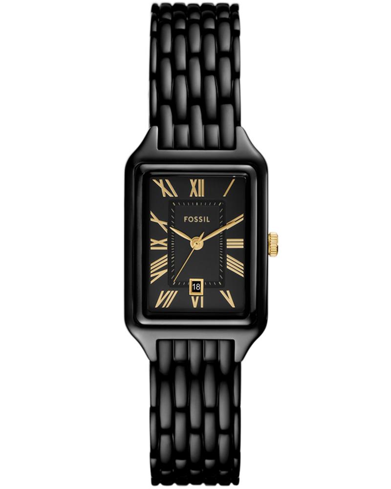 Fossil ES5385 Women's Quartz Analog Watch Black Dial Black Stainless Steel Strap