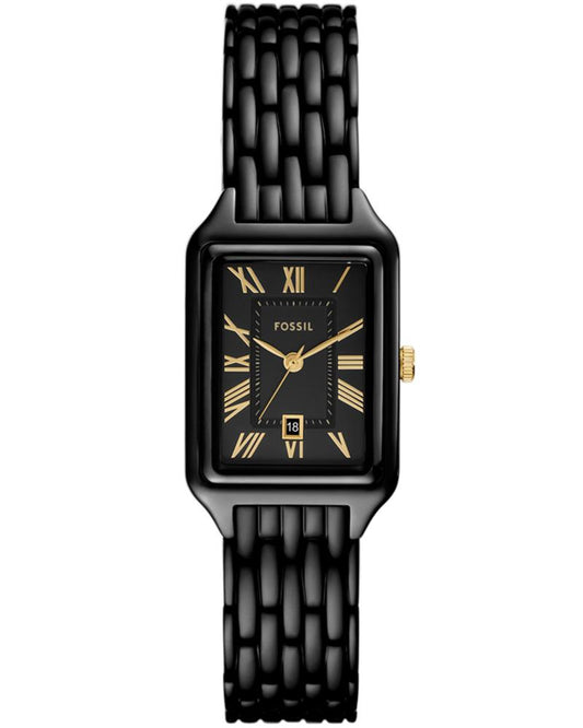 Fossil ES5385 Women's Quartz Analog Watch Black Dial Black Stainless Steel Strap