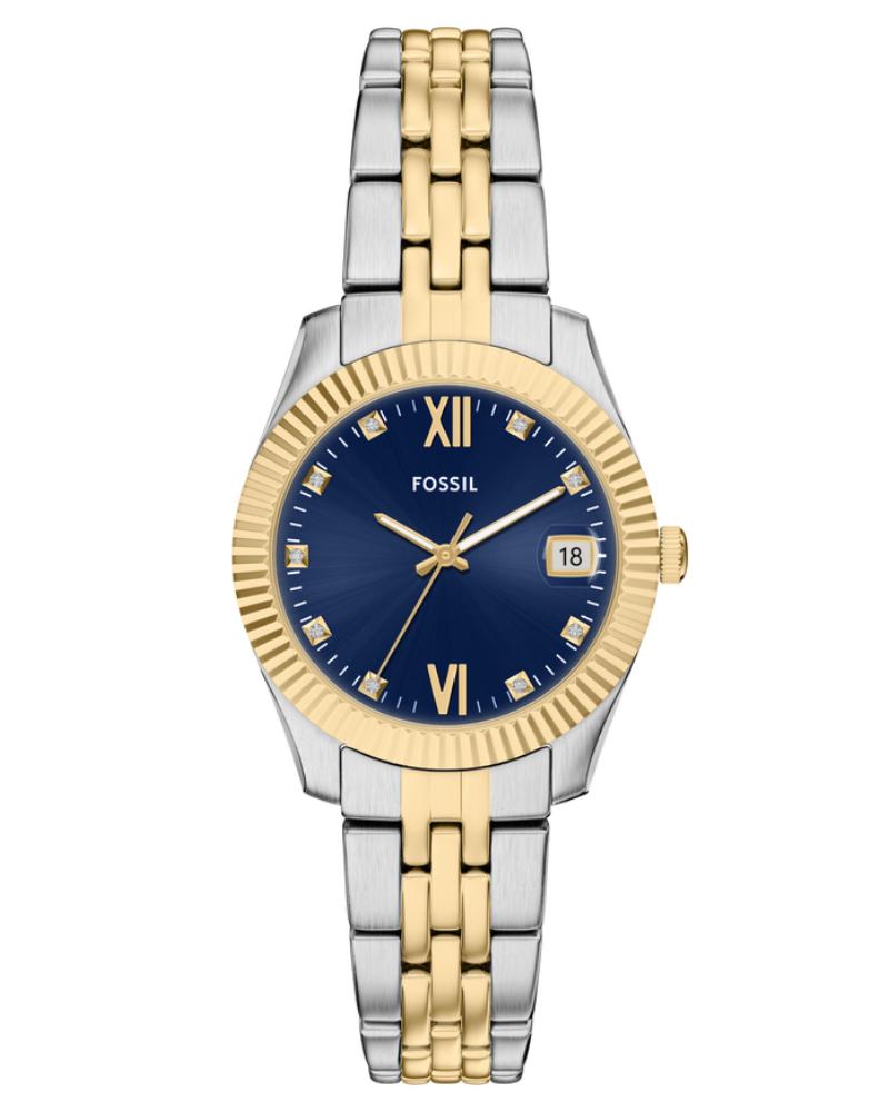 Fossil ES5443I Women's Quartz Analog Watch Blue Dial Two-Tone Stainless Steel Strap