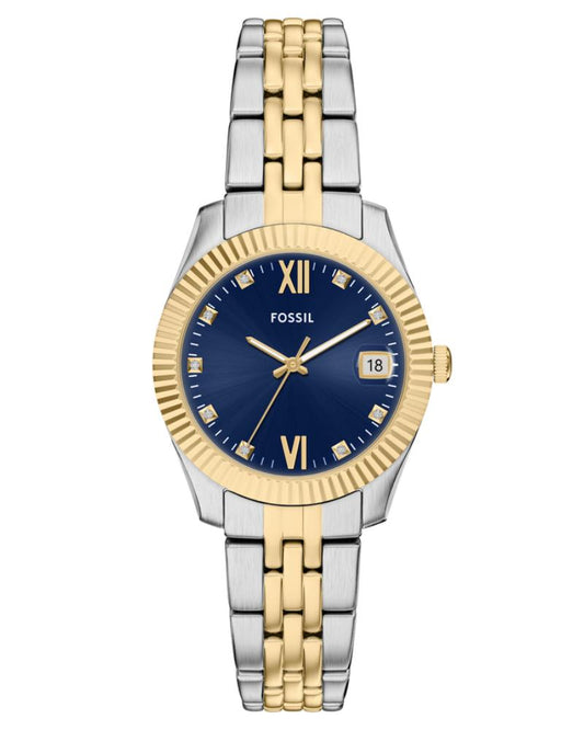 Fossil ES5443I Women's Quartz Analog Watch Blue Dial Two-Tone Stainless Steel Strap