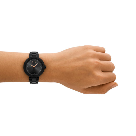 Armani Exchange AX5173I Women's Quartz Analog Watch Black Sunray Dial Black Stainless Steel Bracelet