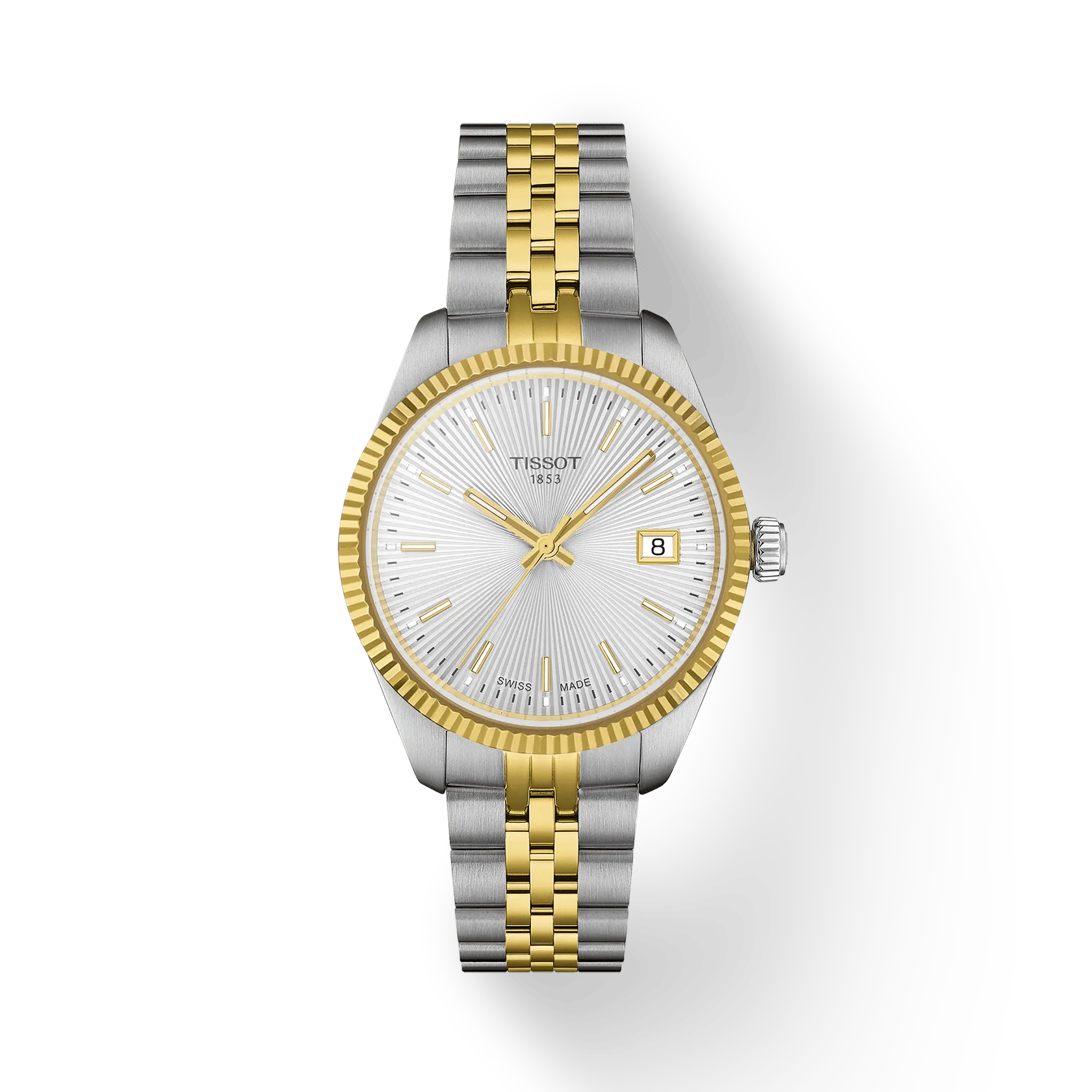 Tissot T1562102203100 Ballade Swiss Quartz Analog Silver Dial 34mm Two‑Tone Stainless Steel Case Two‑Tone Stainless Steel Bracelet Female Watch