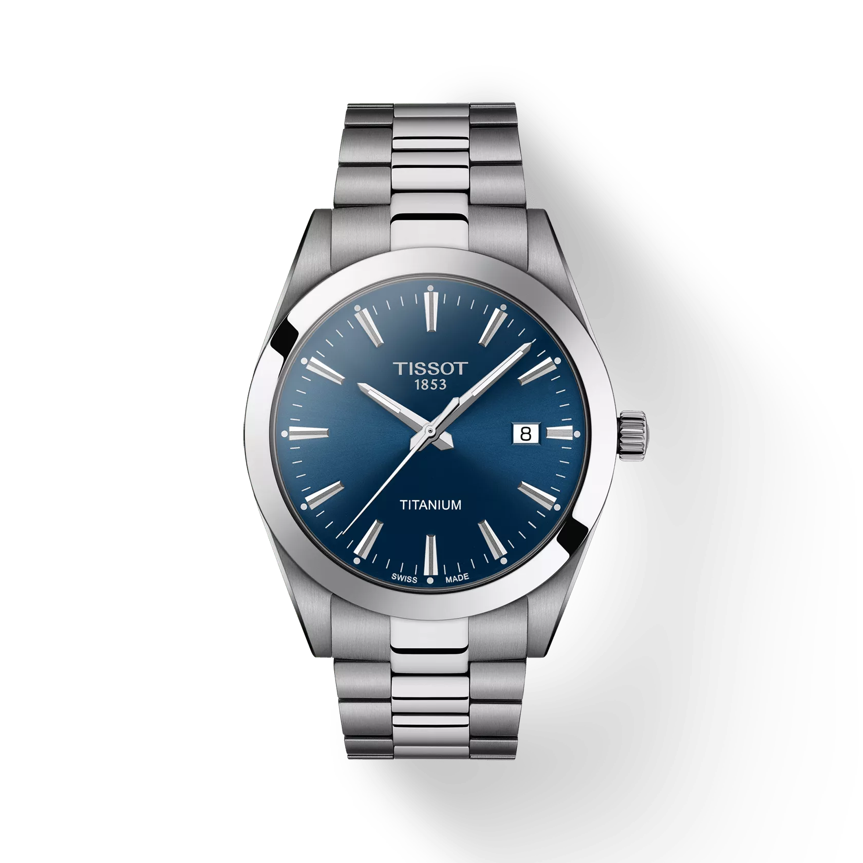 Tissot T1274104404100 Gentleman Titanium Blue Dial Grey Titanium Band Men Analog Quartz Watch 40mm