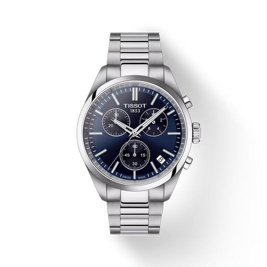 Tissot T1504171104100 PR 100 Swiss Quartz Analog Blue Dial 40mm Stainless Steel Case Stainless Steel Bracelet Male Chronograph Watch