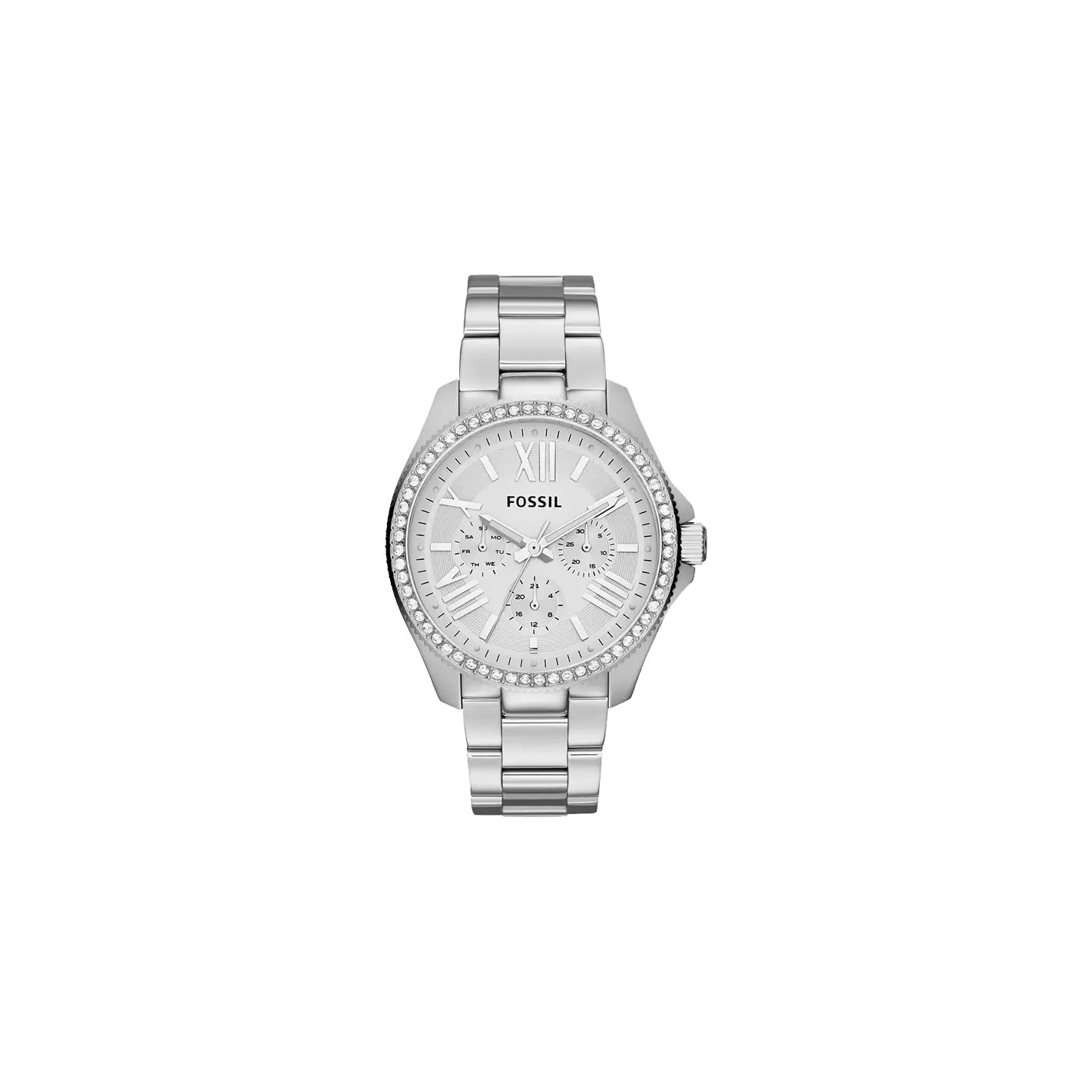 Fossil AM4481I Women's Quartz Analog Watch White Dial Rose Gold Stainless Steel Strap