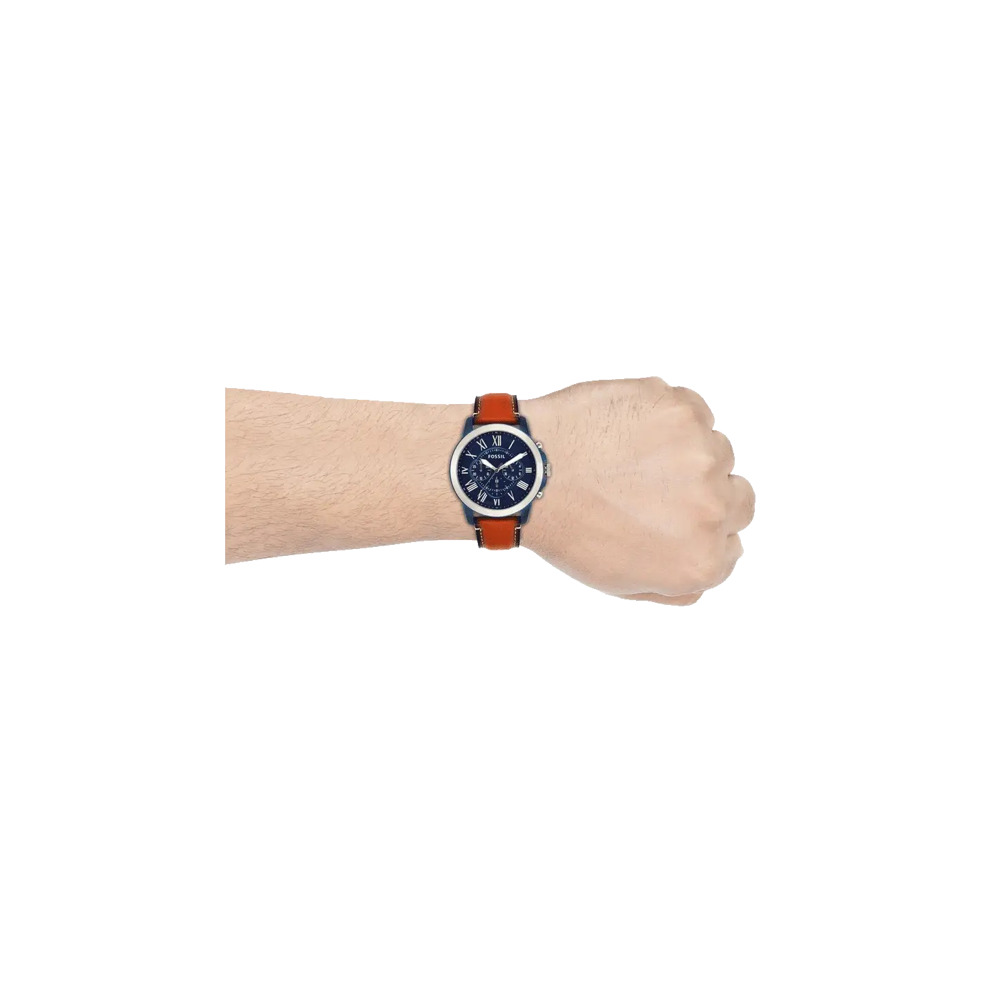 Fossil FS5151I Men's Quartz Chronograph Watch Blue Dial Brown Leather Strap