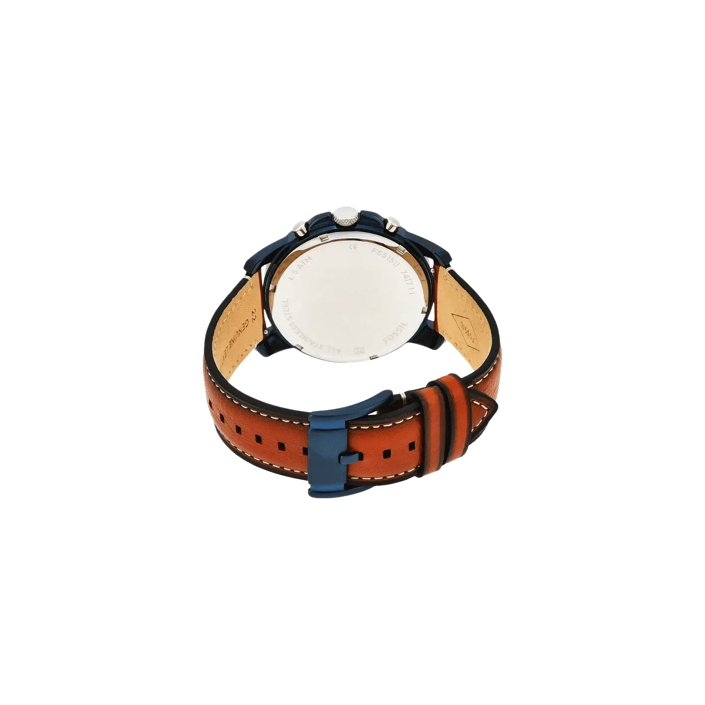 Fossil FS5151I Men's Quartz Chronograph Watch Blue Dial Brown Leather Strap