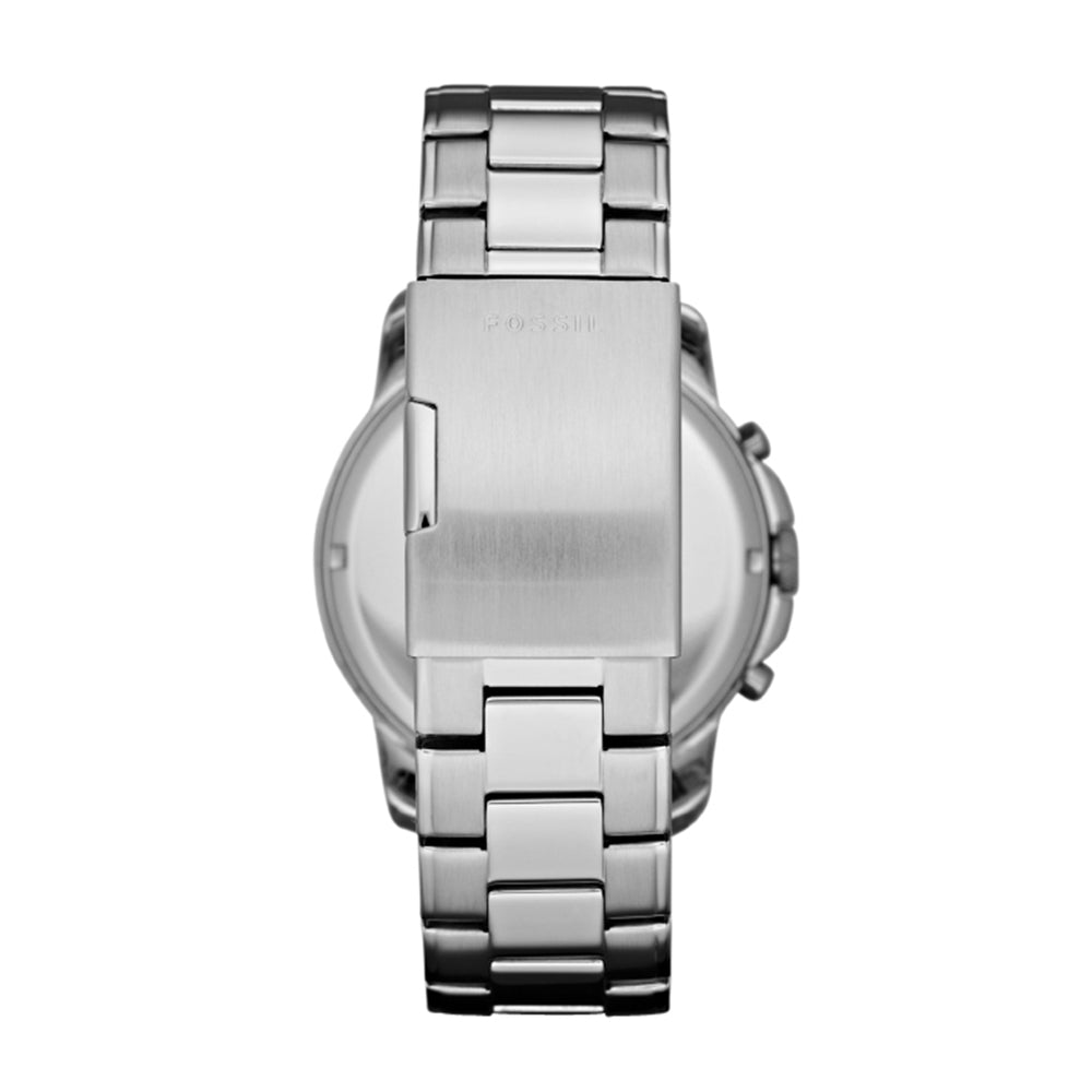 Fossil FS4736IE Men's Quartz Chronograph Watch Black Dial Silver Stainless Steel Strap