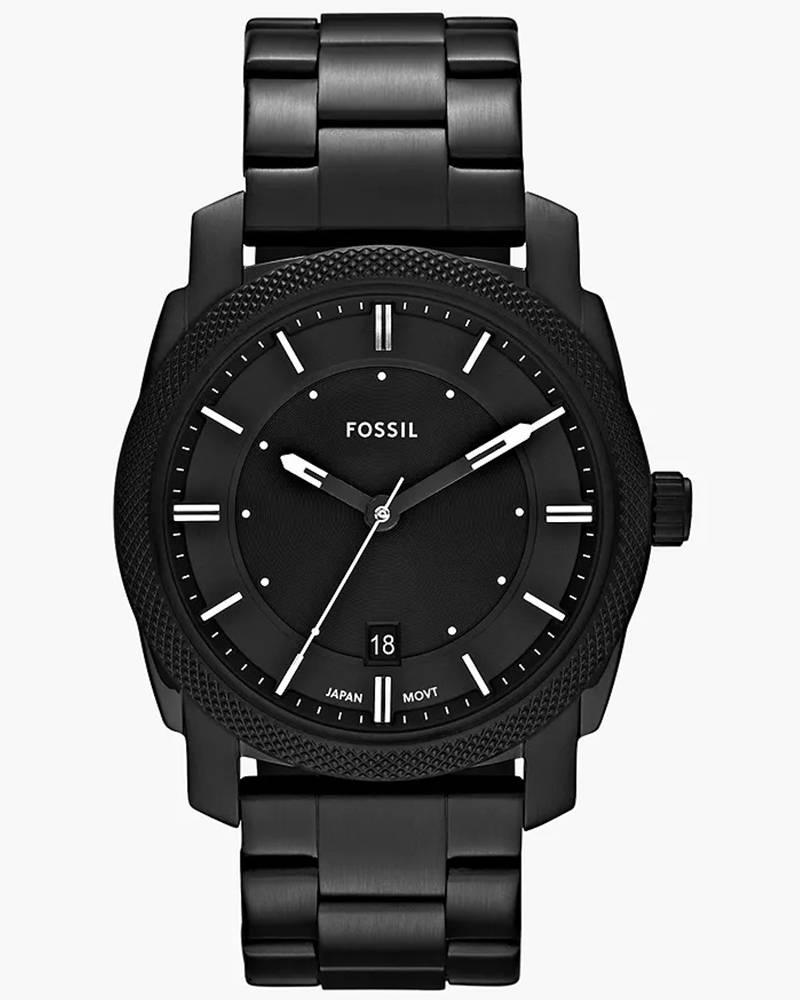 Fossil FS4775 Men's Quartz Three-Hand Date Watch Black Dial Black Stainless Steel Strap