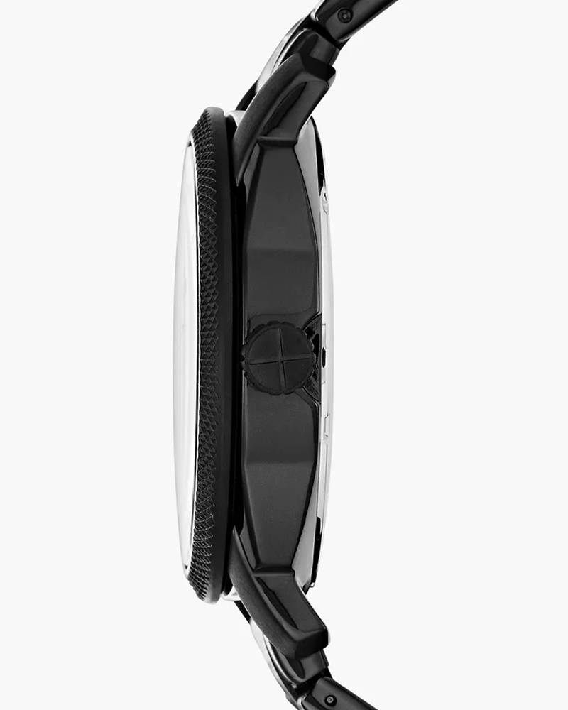 Fossil FS4775 Men's Quartz Three-Hand Date Watch Black Dial Black Stainless Steel Strap