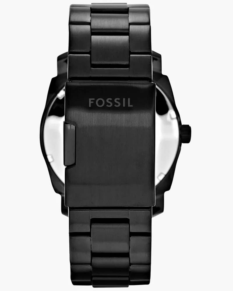 Fossil FS4775 Men's Quartz Three-Hand Date Watch Black Dial Black Stainless Steel Strap