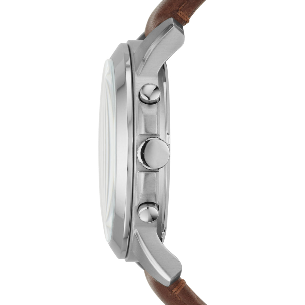 Fossil FS4813 Men's Quartz Chronograph Watch Black Dial Brown Leather Strap