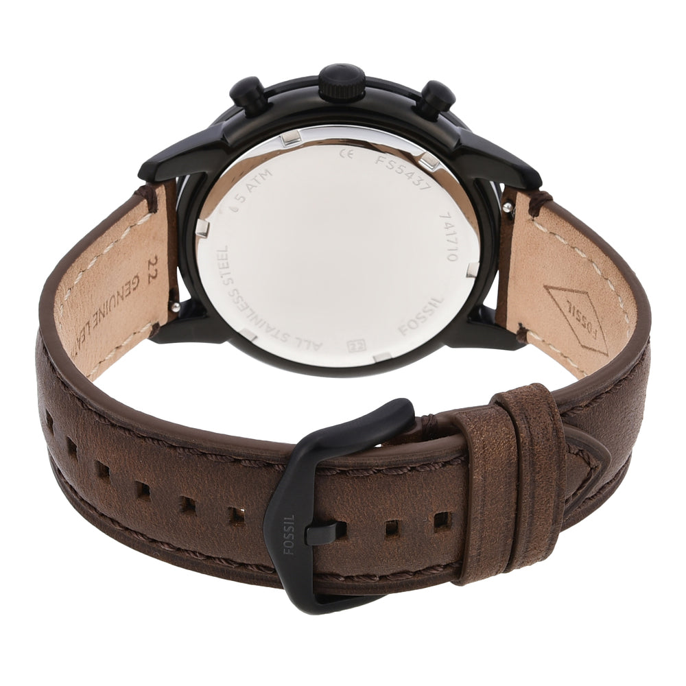 Fossil FS5453 Men's Quartz Chronograph Watch Blue Dial Brown Leather Strap