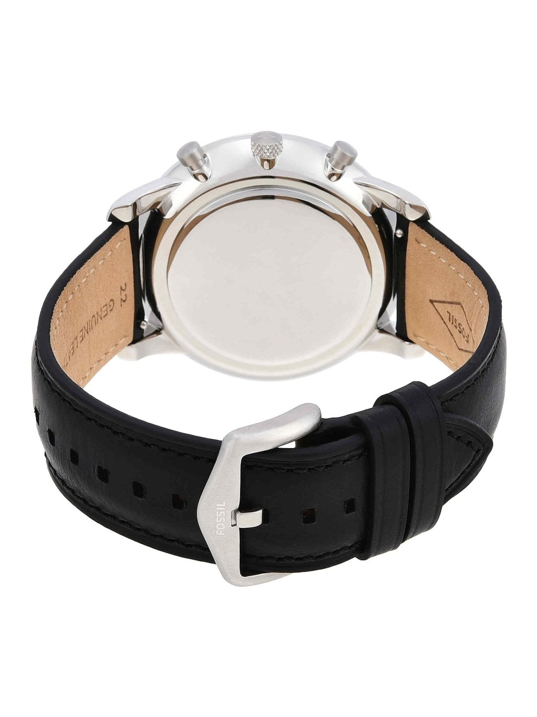 Fossil FS5452I Men's Quartz Chronograph Watch Black Dial Black Leather Strap