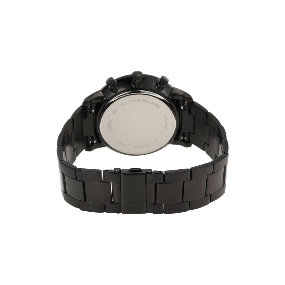 Fossil FS5525I Men's Quartz Chronograph Watch Brown Dial Black Stainless Steel Strap