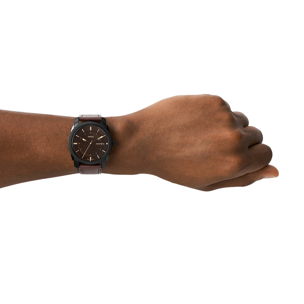 Fossil FS5901 Men's Quartz Analog Watch Black Dial Brown Leather Strap