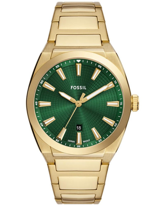 Fossil FS6090 Men's Quartz Analog Watch Green Dial Gold Stainless Steel Strap