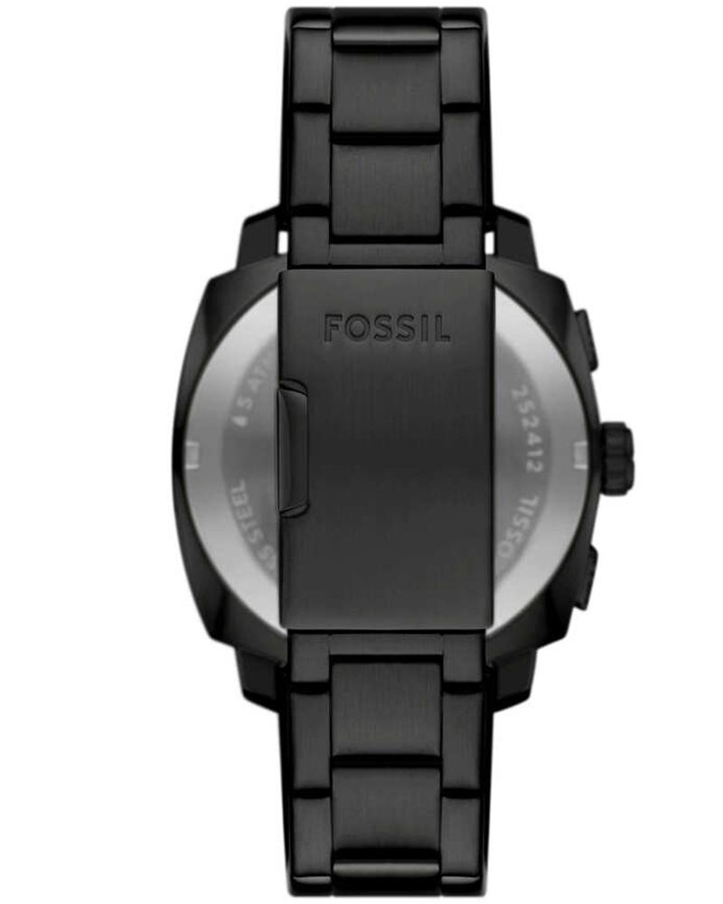 Fossil FS6097I Men's Quartz Chronograph Watch Black Dial Black Stainless Steel Strap