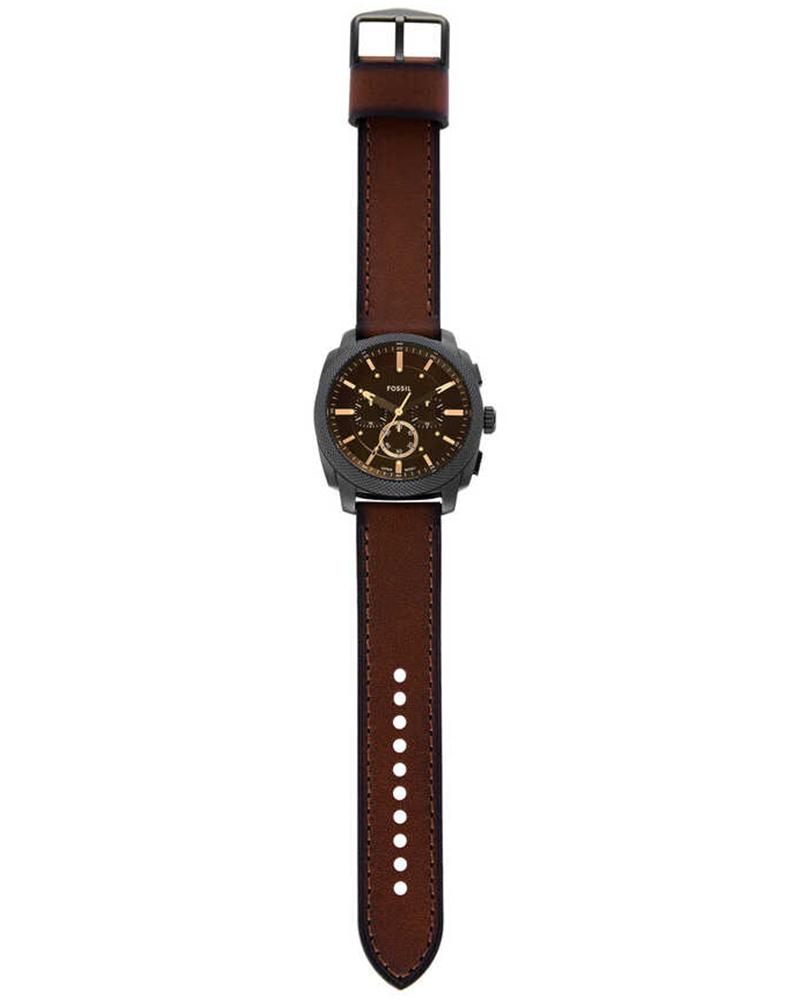Fossil FS6101 Men's Quartz Chronograph Watch Black Dial Brown Leather Strap