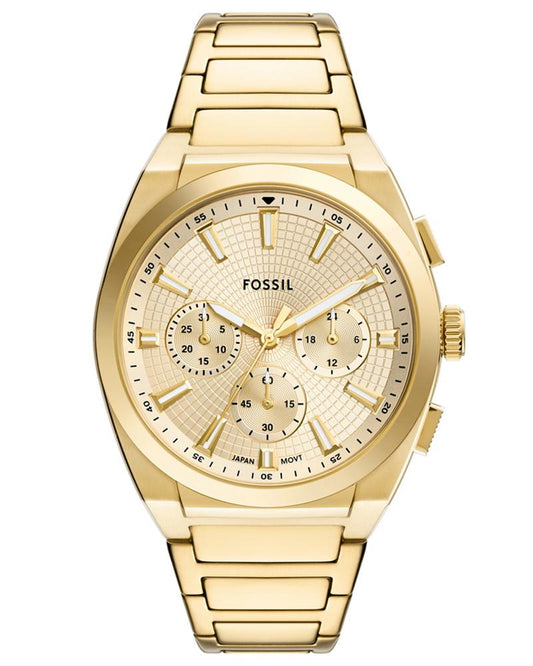 Fossil FS6119I Men's Quartz Chronograph Watch Gold Dial Gold Stainless Steel Strap