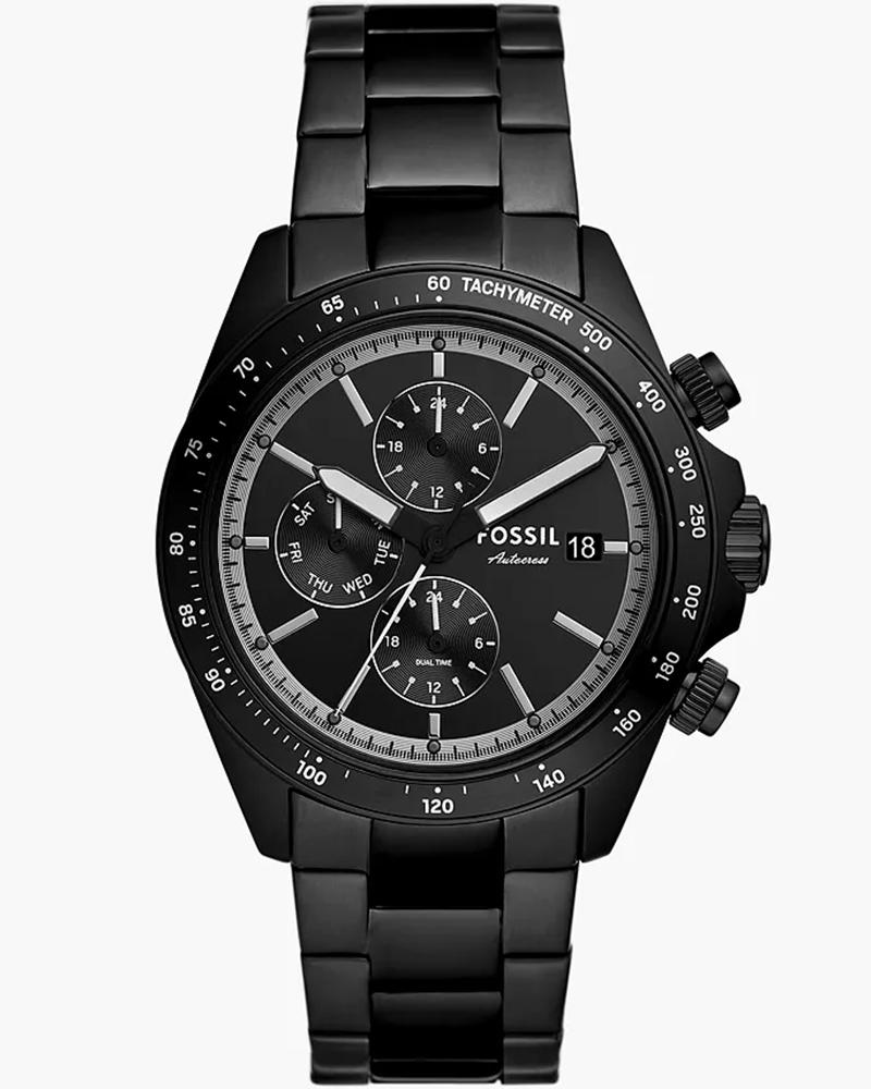 Fossil FS6125I Men's Quartz Multifunction Watch Black Dial Black Stainless Steel Strap