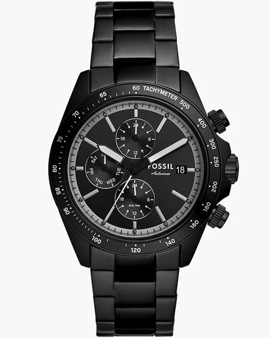 Fossil FS6125I Men's Quartz Multifunction Watch Black Dial Black Stainless Steel Strap
