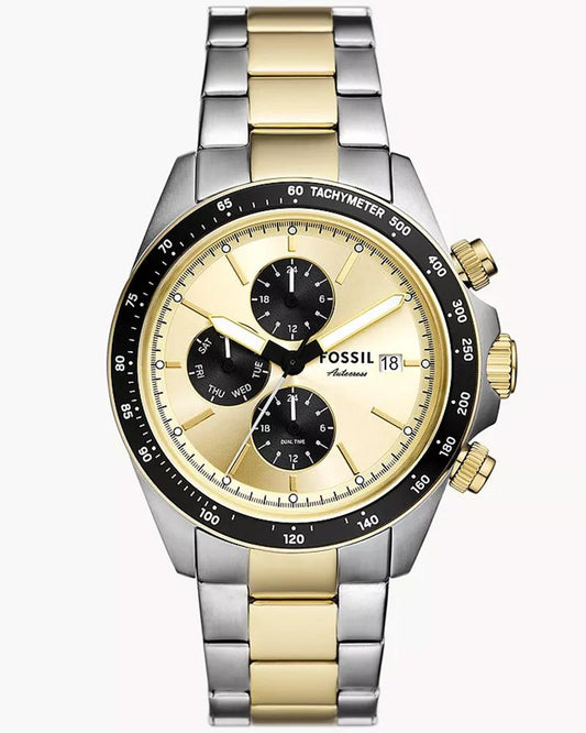 Fossil FS6126I Men's Quartz Multifunction Watch Gold Dial Two-Tone Stainless Steel Strap