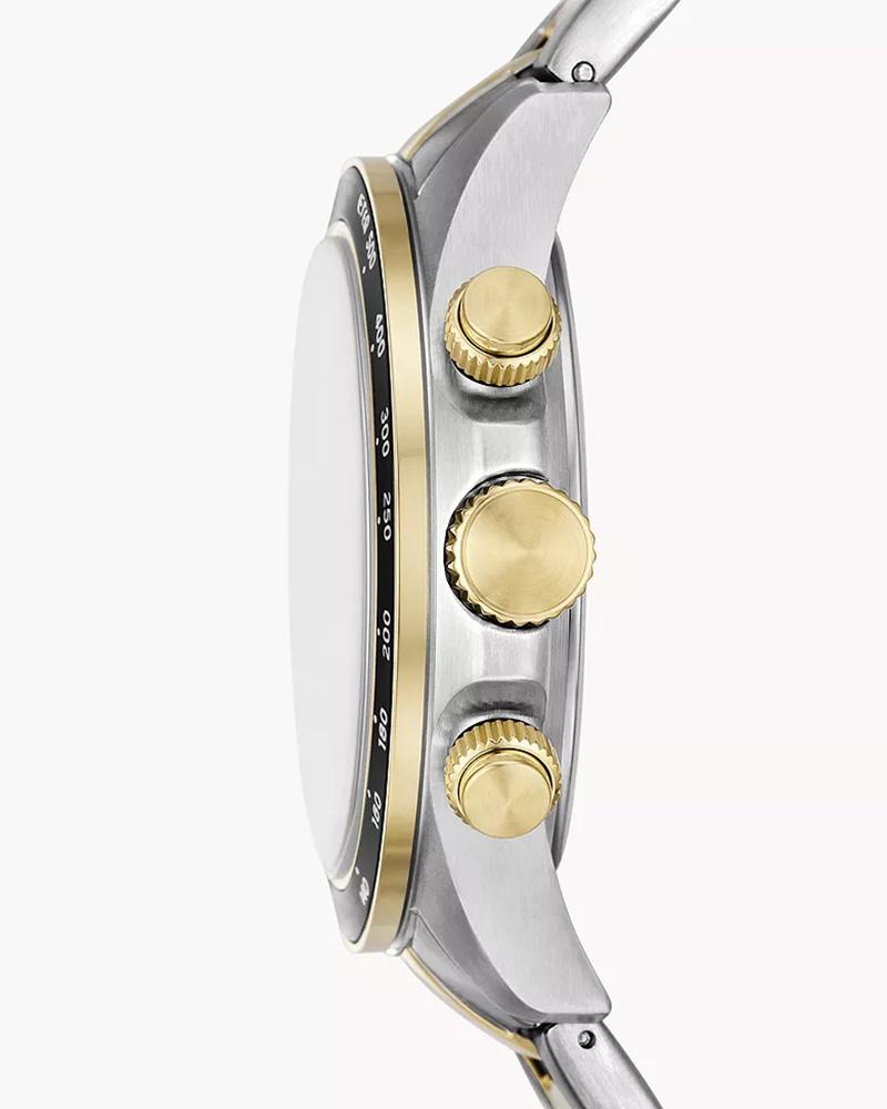 Fossil FS6126I Men's Quartz Multifunction Watch Gold Dial Two-Tone Stainless Steel Strap