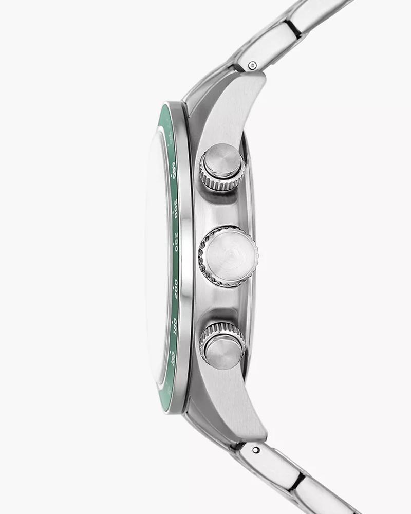 Fossil FS6127I Men's Quartz Multifunction Watch Green Dial Silver Stainless Steel Strap