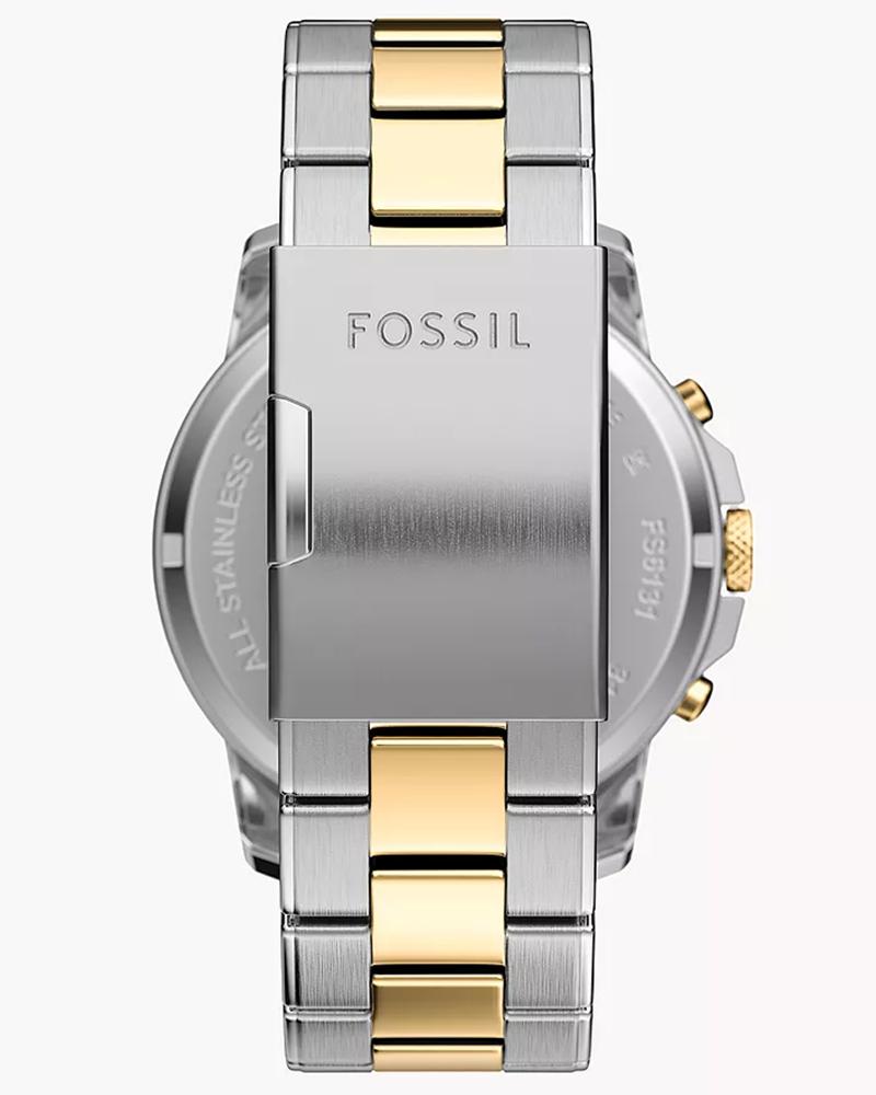 Fossil FS6131 Men's Quartz Chronograph Watch Green Dial Two-Tone Stainless Steel Strap