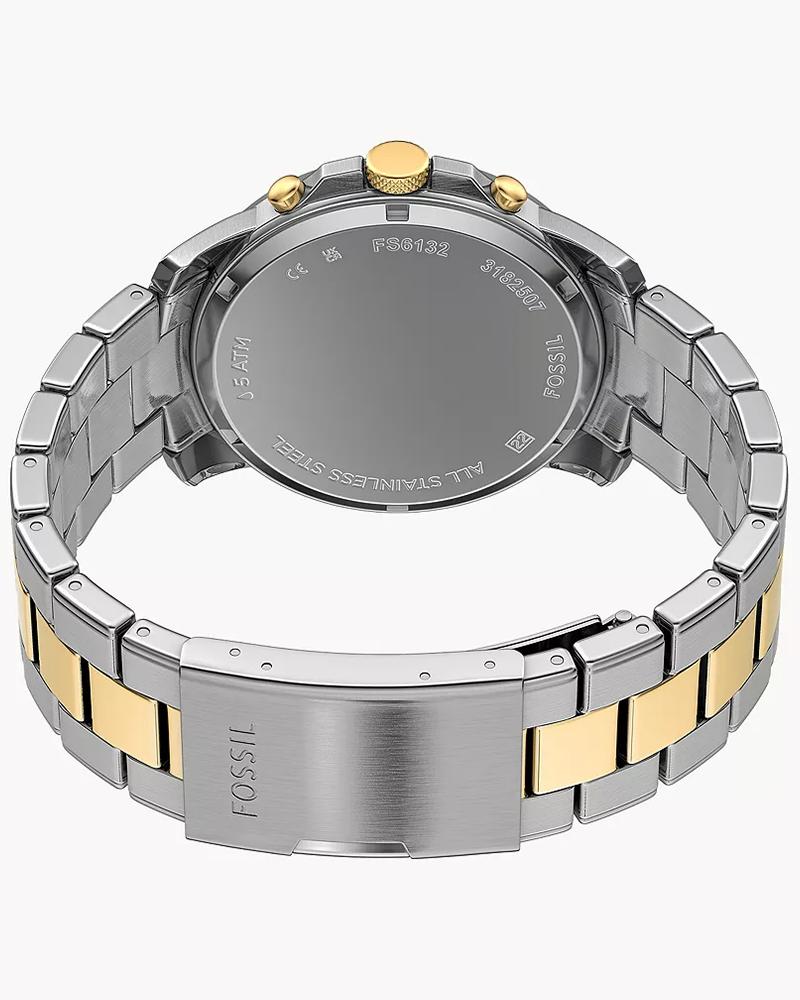 Fossil FS6132I Men's Quartz Chronograph Watch Blue Dial Two-Tone Stainless Steel Strap