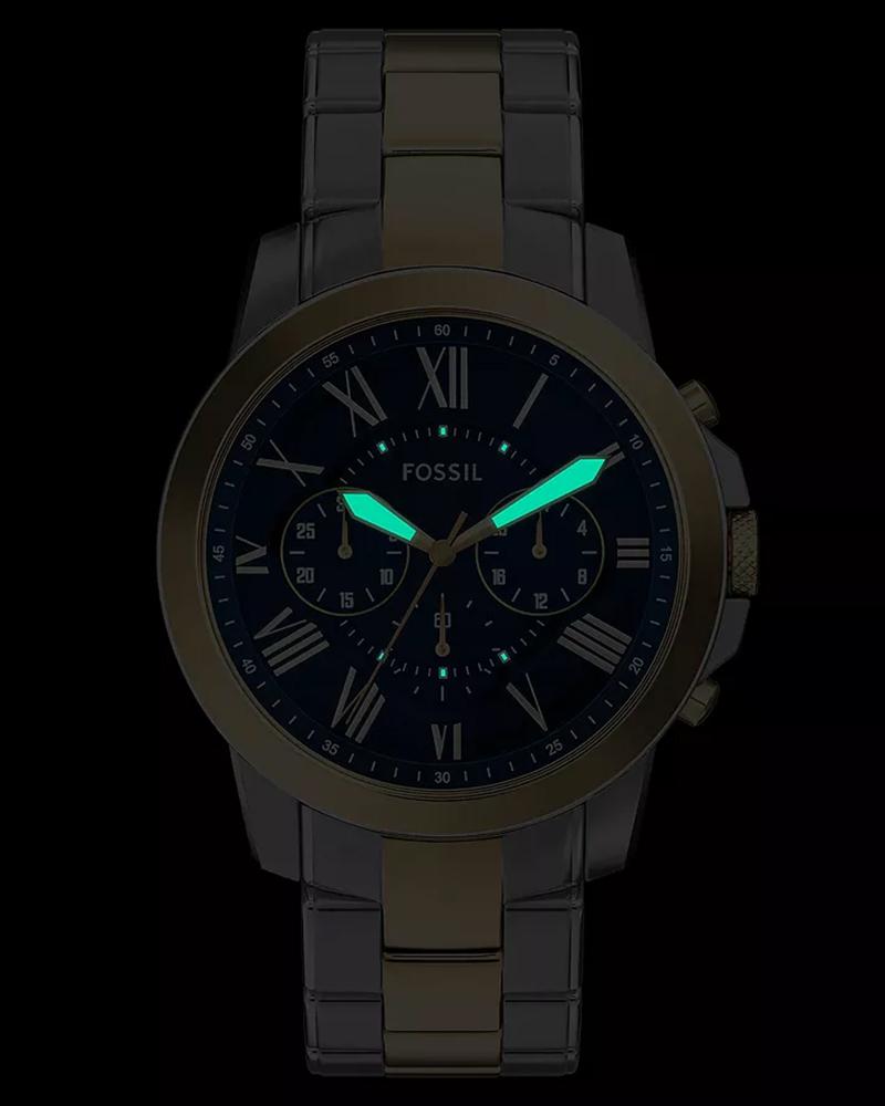 Fossil FS6132I Men's Quartz Chronograph Watch Blue Dial Two-Tone Stainless Steel Strap