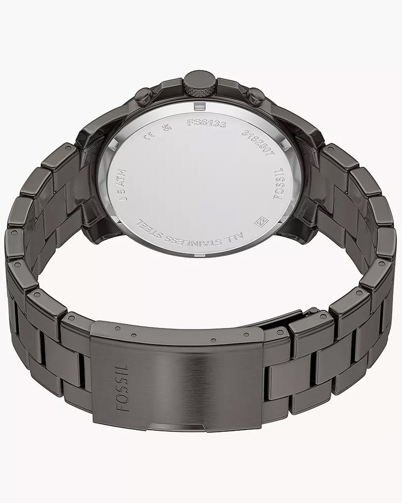 Fossil FS6133I Men's Quartz Chronograph Watch Blue Dial Gunmetal Stainless Steel Strap