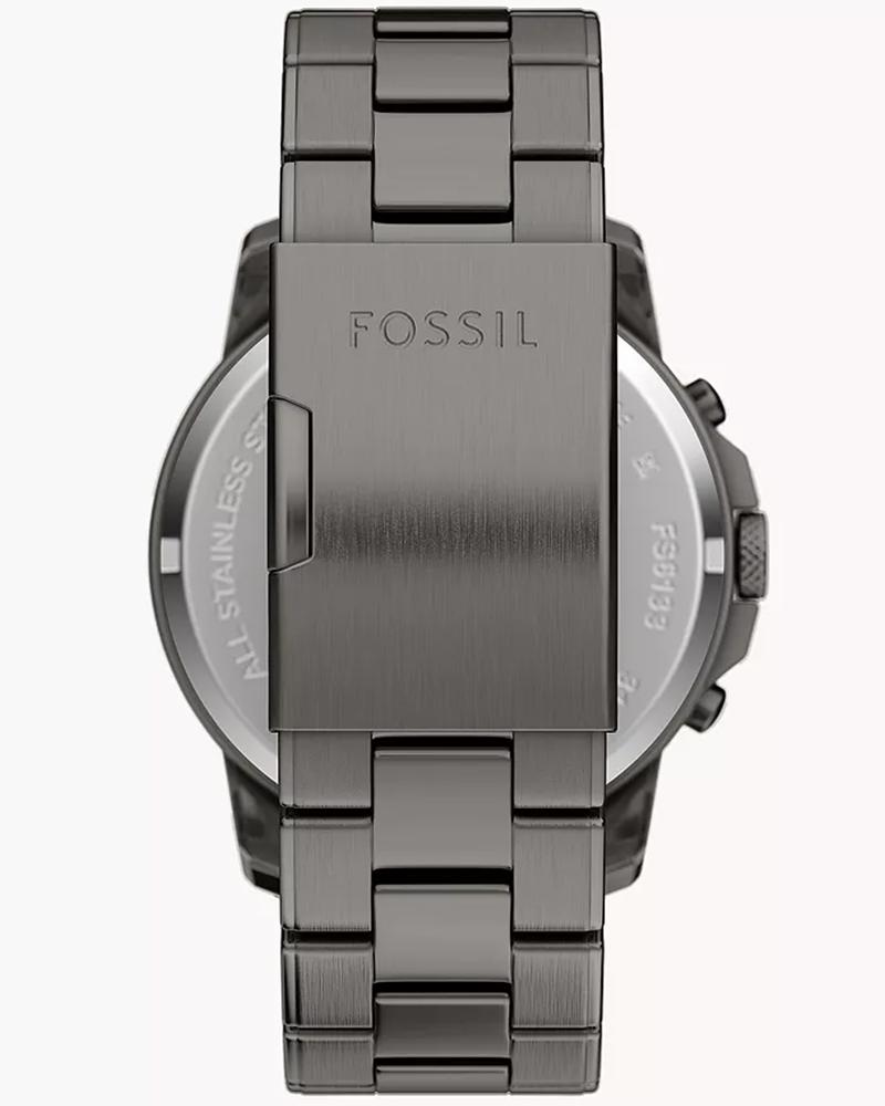 Fossil FS6133I Men's Quartz Chronograph Watch Blue Dial Gunmetal Stainless Steel Strap